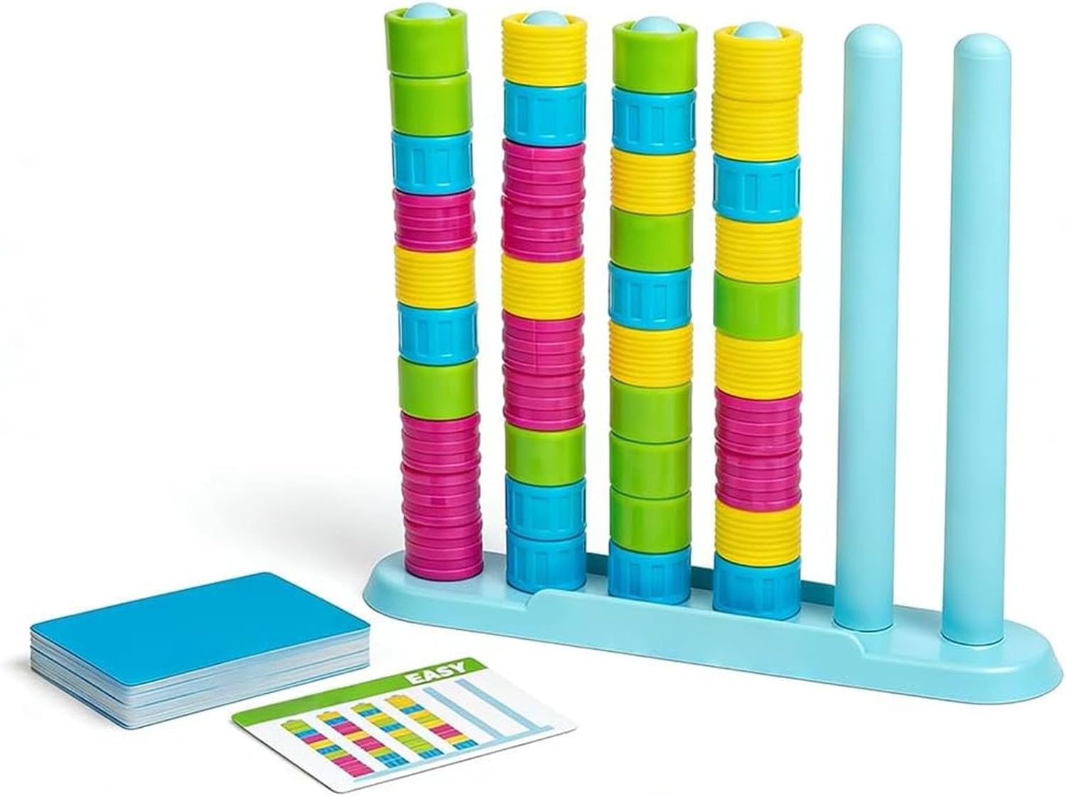 Color Stack Challenge Game, 2026 Upgraded Wooden Stacking Puzzle with 60+ Logic Challenges for Family, Adults & Kids - Speed and Strategy Matching Game for Game Night Gatherings (1pcs)
