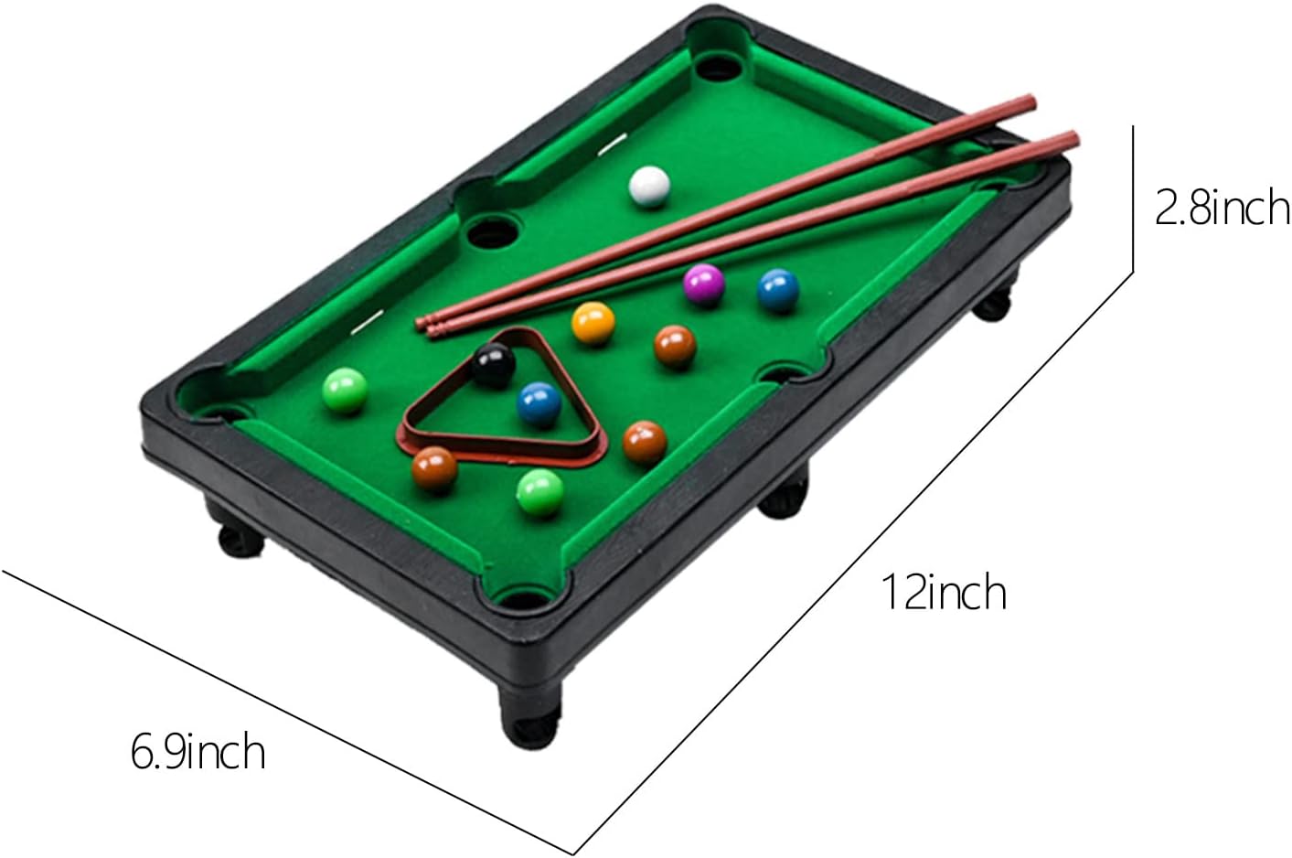 Mini Pool Table Table Billiards Game Set, with 2 Sticks & 11 Balls Home Office Desk Stress Relief Games Children's Gifts for Boys Girls Party : Sports & Outdoors