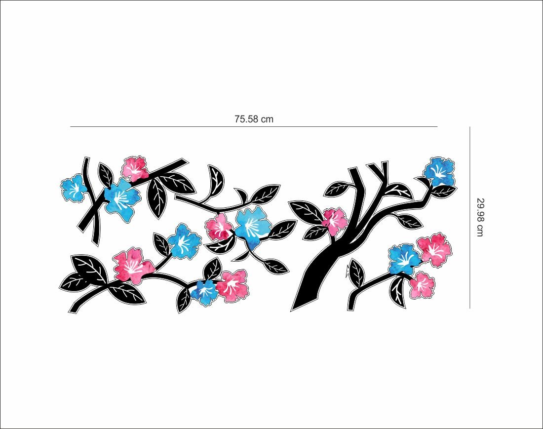 Asian Paints Wall-Ons, 'Bedroom Branch' Decal, DIY Removable Peel and Stick Wall Sticker - 'Covers H 1 ft x W 2.5 ft, Home Décor