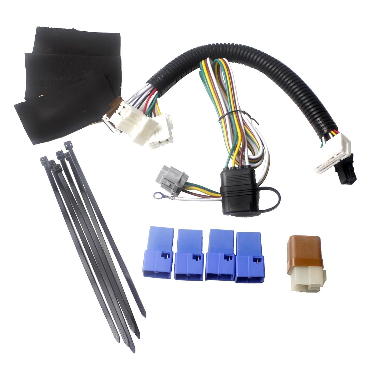 CX01088 4 Way Flat Trailer Wiring Harness Kit 4 Pin 5 Wire Rear Trailer Hitch Wiring Harness Compatible with Nis'san Pathfinder 2013-2020,QX60 2014-2020