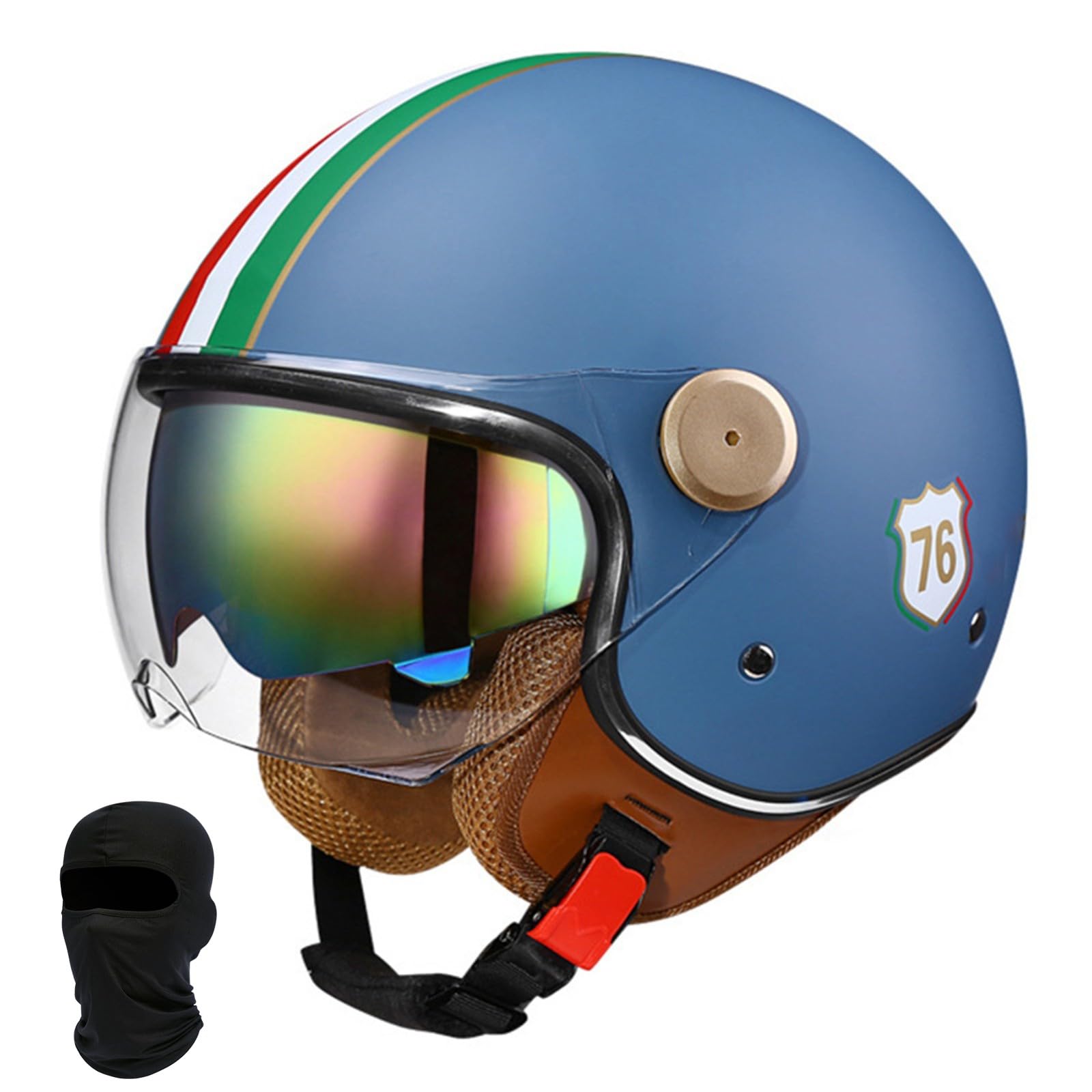 Beyswage Jet Helmet 3/4 Open Face Motorcycle Helmet Vintage With Double Goggles Comfort Lining Earmuffs ECE Certification Crash Helmet Scooter Cycle Bike Chopper Helmet for Adult Men Women