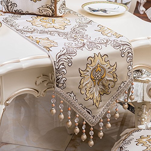 Chemin de table méditerranéen beige pour table bois sans rayure