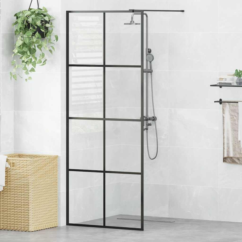 Mampara de ducha de cristal templado de seguridad, 80 x 195 cm, con marco de aluminio ajustable, mampara de cristal transparente para baño moderno, fácil de montar