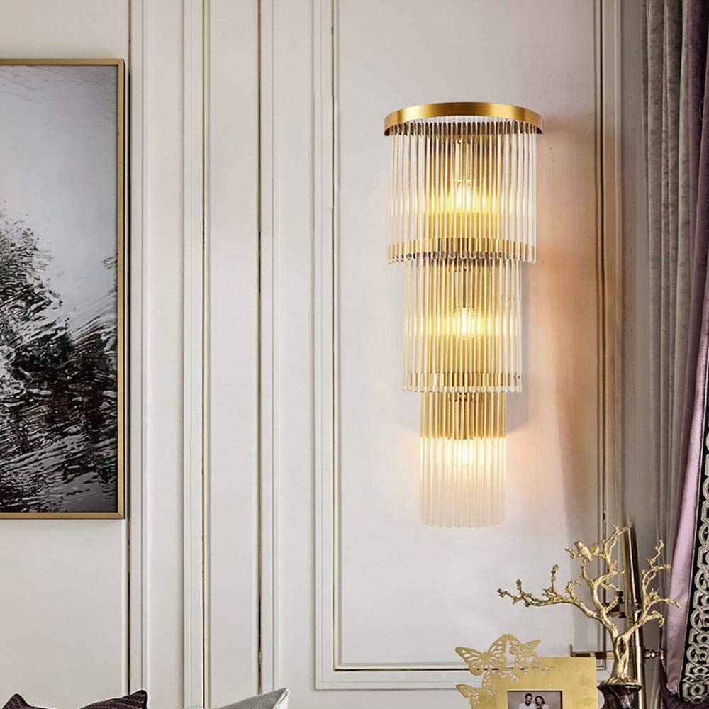 Luces de Pared LED, lámpara de Pared para Sala de Estar Interior, iluminación de Pared Decorativa de Cristal de Acero Inoxidable Moderna para Dormitorio, Camino, Pasillo, escaleras, balcón