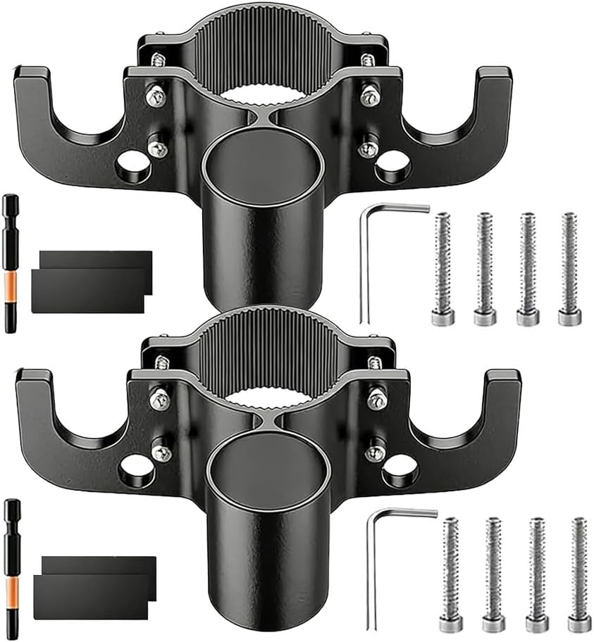 Aluminum Trailer Chain Holder & 7-Way Plug Organizer, Heavy Duty RV Towing Chain Hanger Fits 2" & 2-1/4" Tongue Jack, Rust-Proof Safety Chain Hook & Wire Harness Holder for Camper (2SET)