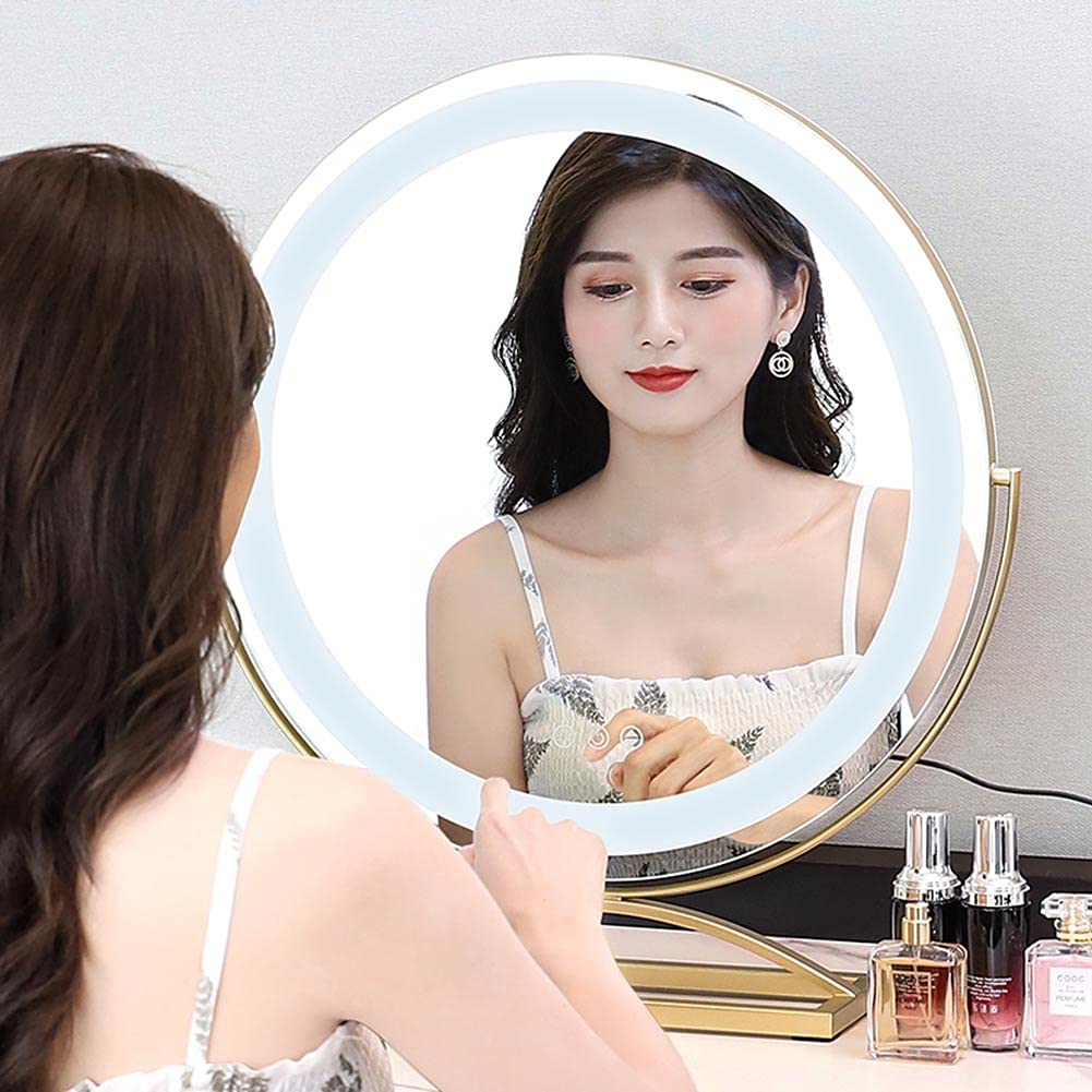 Amazon.co.jp: 円形LED 化粧鏡 女優ミラー 大型卓上ミラー 高級