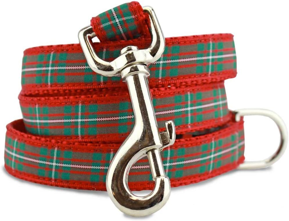 Holiday Plaid Dog Leash, 5 Ft Long, 1" Wide