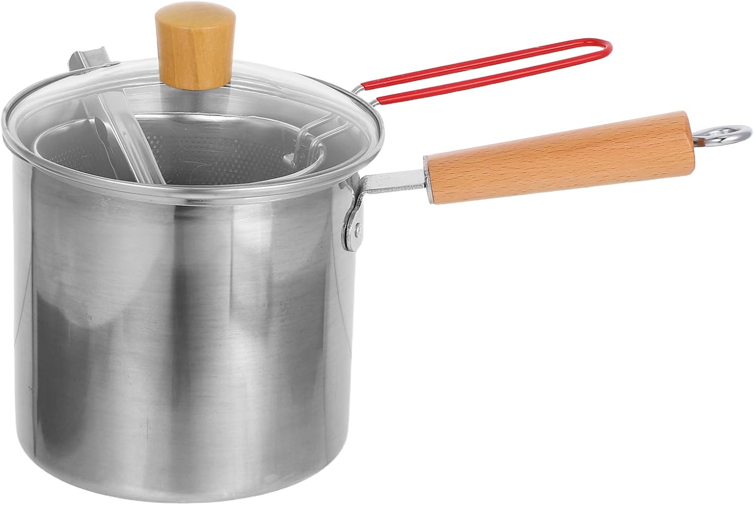 TOYANDONA Stainless Steel Deep Fryer Pot with Basket 3l Single Handle Mini Frying Pan for Chicken Wings Seafood and French Fries Cooking with Lid Home Kitchen Use