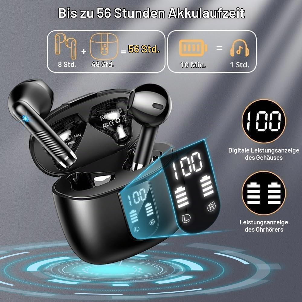 Drsaec Bluetooth 5.4 Kopfhörer 2026, 6D Tiefer Bass In-Ear Kopfhörer Kabellos Bluetooth mit App EQ Steuerung, 56Std Kabellose Kopfhörer/6 ENC Noise Cancelling Ear Buds, USB-C, IP7 Wasserdicht Ohrhörer