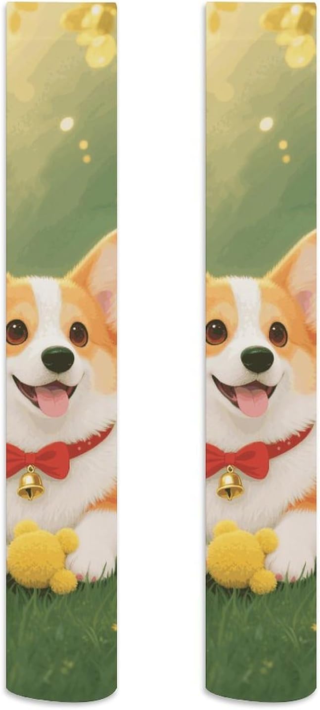 Corgi Knee High Stockings for Women 23.6" Breathable Thigh High Stockings Over The Knee Socks
