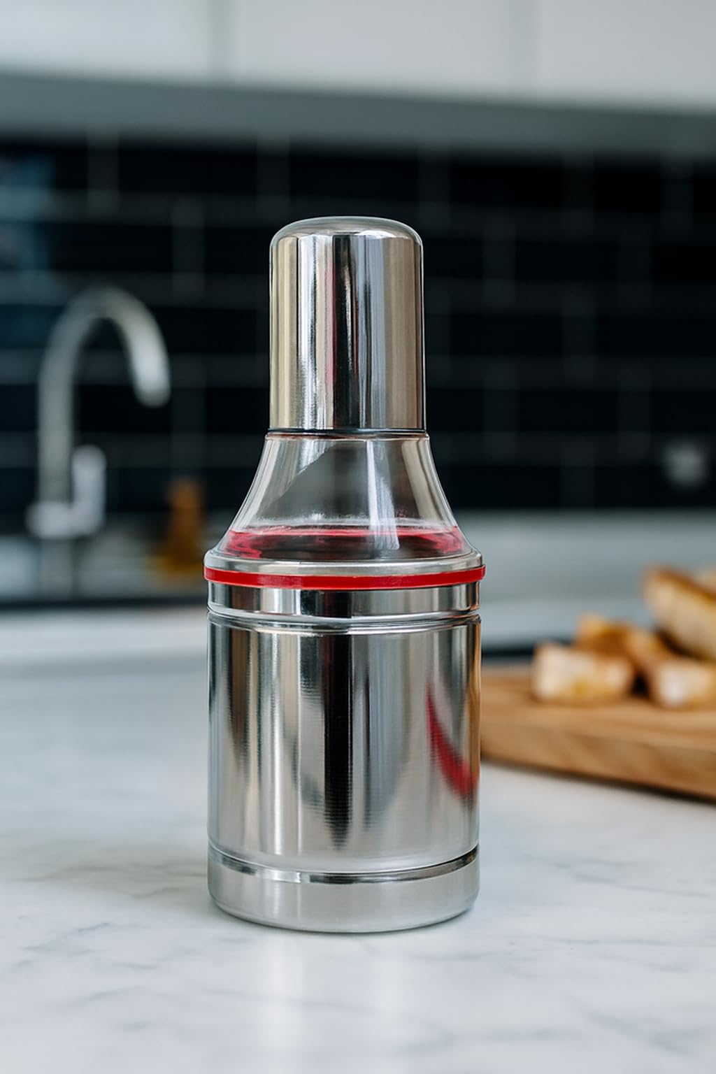 Stainless Steel Nozzle Small Oil Dispenser and Container | Vinegar Bottle | Olive Oil Pourer | Oil Can, 350ML, Pack of 1-image-0