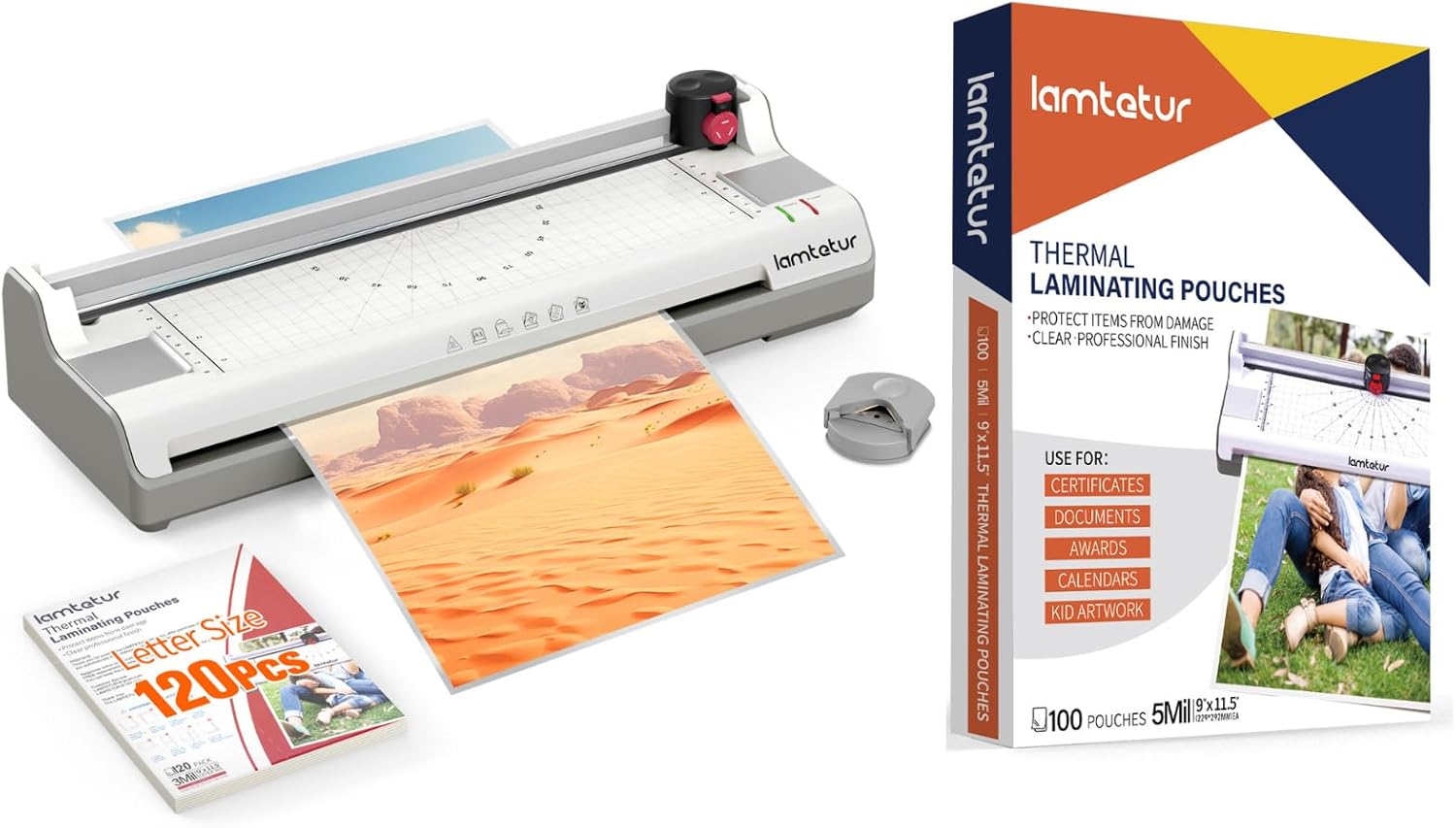 11X17 Thermal&Cold Laminator Machine with 220pcs Laminating Pouches use for Office/Home/Teacher/Classroom,Built-in Paper Trimmer,Couner Rounder.