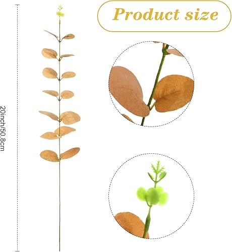 Miniatura 2 de Chuangdi Tallos de hojas de eucalipto artificiales de 20 pulgadas, ramas de plantas de eucalipto sintético, hojas de eucalipto de seda, ramas de