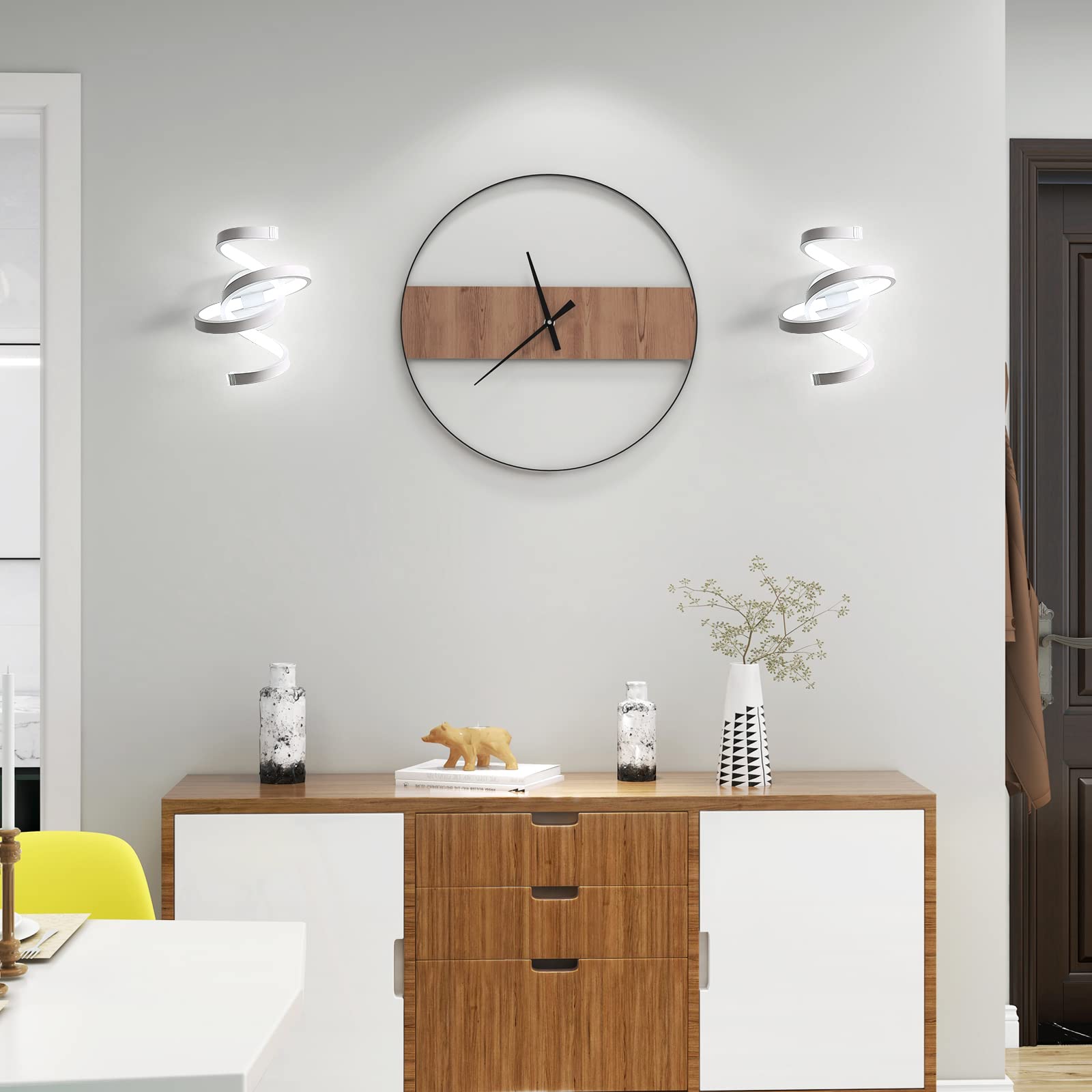 Tealight Applique da Parete Interno, Moderno 20W 2200LM LED Bianco Freddo, Lampade a Muro a Spirale in Acrilico, per Comodino, Sfondo TV Soggiorno Studio