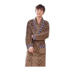 Plus Size XXXL Kimono Stitching Plaid Bathrobes Male Thick 3 Layers Winter Quilted Bathrobe Thick Flannel Robe Pijamas
