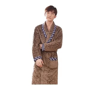 Plus Size XXXL Kimono Stitching Plaid Bathrobes Male Thick 3 Layers Winter Quilted Bathrobe Thick Flannel Robe Pijamas