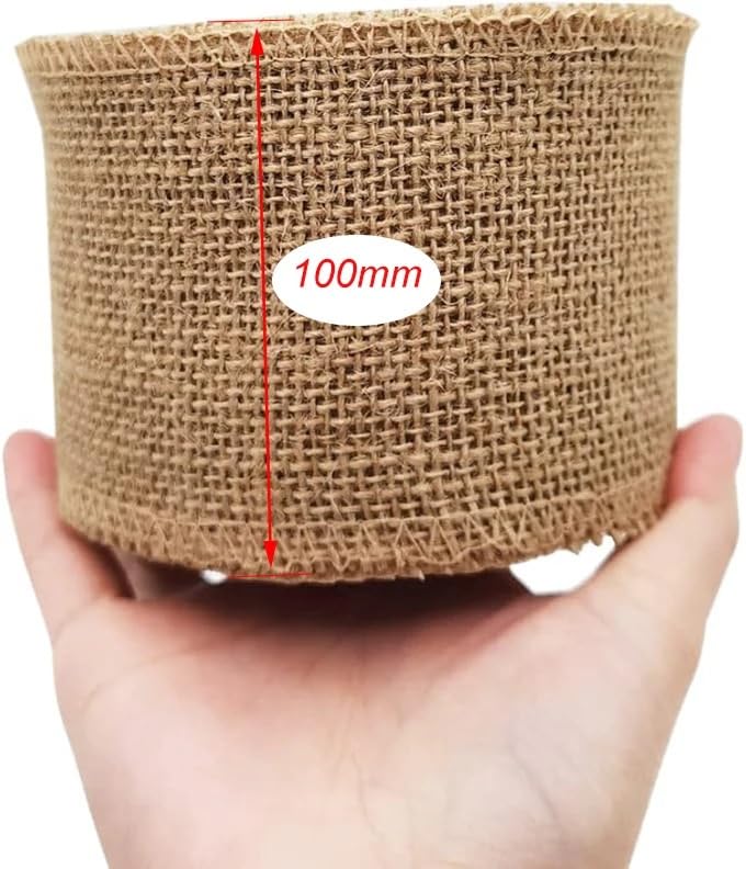 Juta Rotolo,Juta Rotolo di tessuto di iuta naturale da 25/30/40/50/60/80/100/120/150 mm, nastro di iuta for confezioni regalo, progetti artigianali, decorazioni for la casa e matrimoni.(Width 100mm)