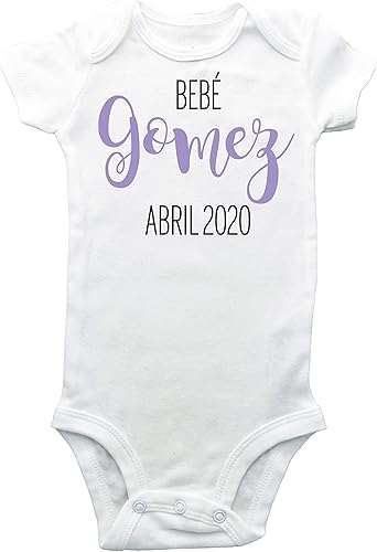 Miniatura 6 de Apellido de Bebé con mes y año Bodysuit, Español Spanish Custom Birth Announcement Bodysuit, Newborn Photo Onesie, Baby Boy Birth Announcement,