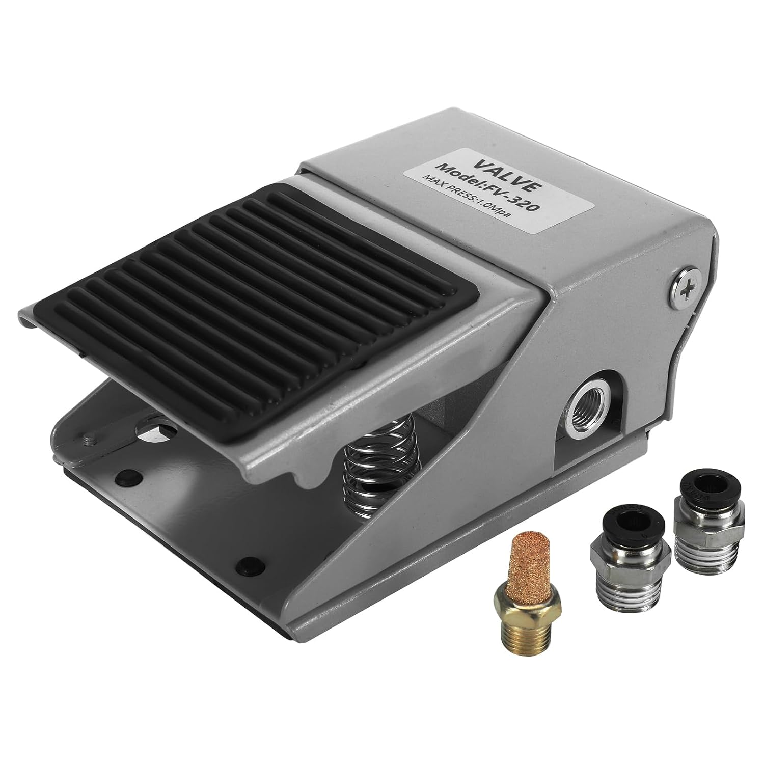 Pneumatic Foot Pedal Valve Momentary 3 Way 2 Position Rubber Nonslip 1/4" PT Threaded 145 PSI Pressure Control with 6mm Air Pneumatic Fittings