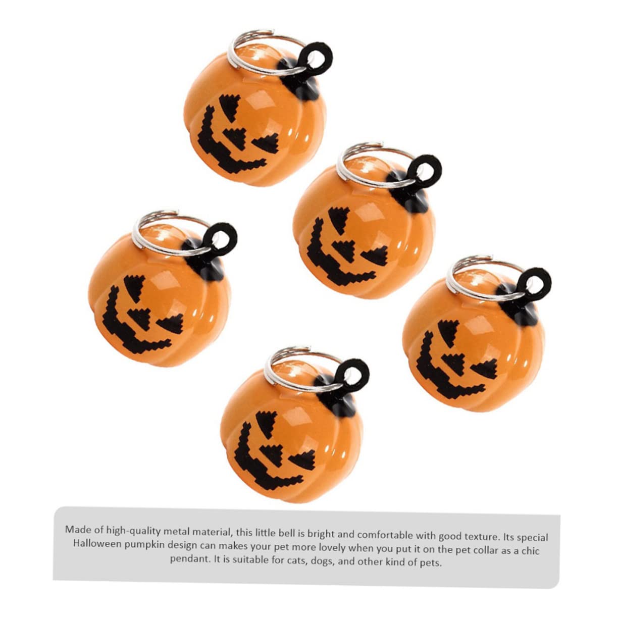GOOHOCHY Dog Halloween Collar Pendant 5 Pcs Pumpkin Bell Charms Pet Necklace Accessories