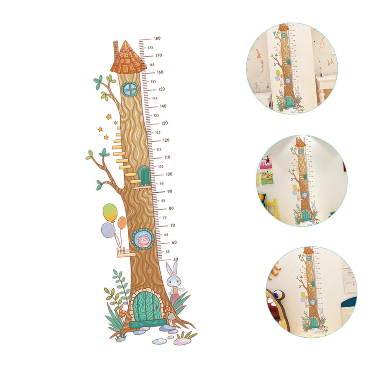 Adorable Growth Chart Wall Decal PVC Material Height Ruler for Boys Self-Adhesive Removable Wall Sticker for Decoration and Height Measurement