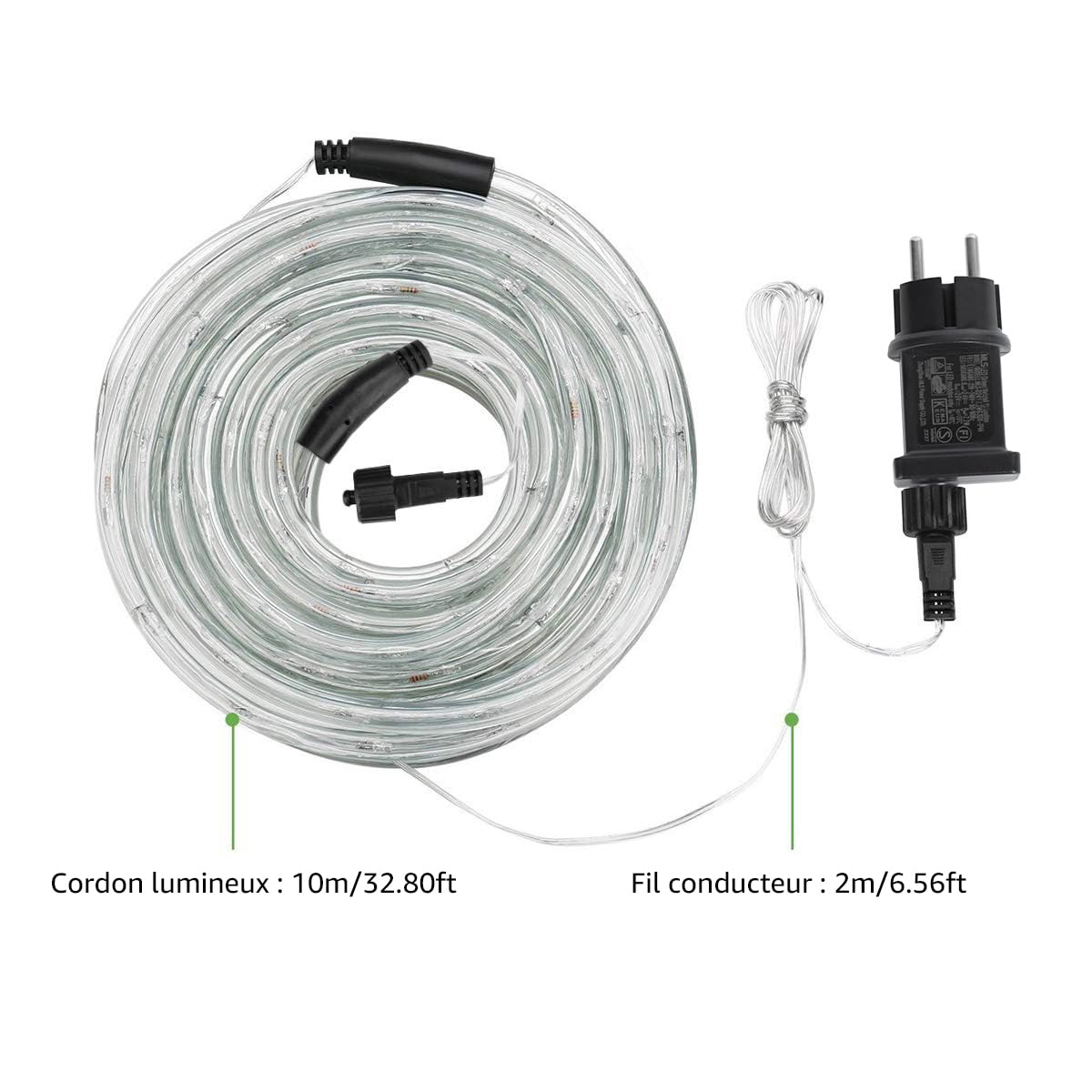 Lepro Guirlande Lumineuse Exterieure 10M 240 LEDs Tube Lumineux Blanc Chaud IP65 Étanche