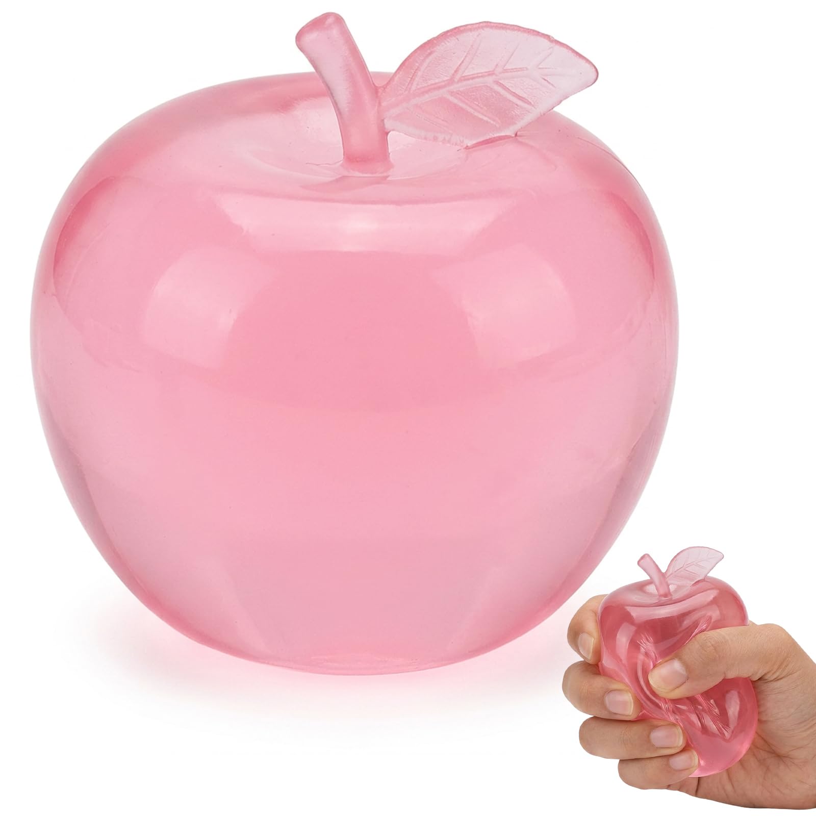 Squishy Apple Stress Ball, Pink Apple Squishy for Stress Relief and Focus Support, Sensory Fidget Toy for Desk Use and Relaxation, Easter Gifts, Stocking Fillers