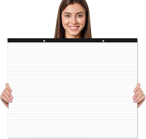 Miniatura 4 de Yaridar Bloc de papel rayado grande - Bloc de notas a rayas de 22 x 17 pulgadas, 50 hojas100 páginas, bloc de notas de papel blanco de 3.53 ozm para