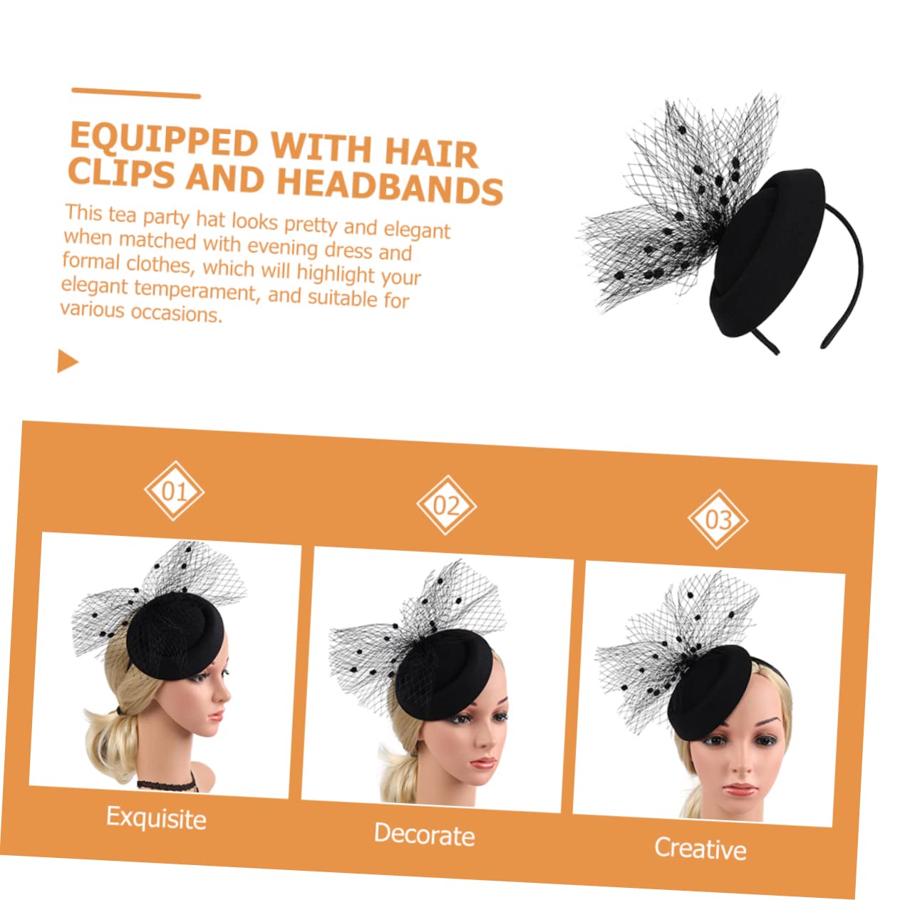 SHERCHPRY 2pcs Tea Party Cappello Sposa Donna Cappello Lana Modellazione