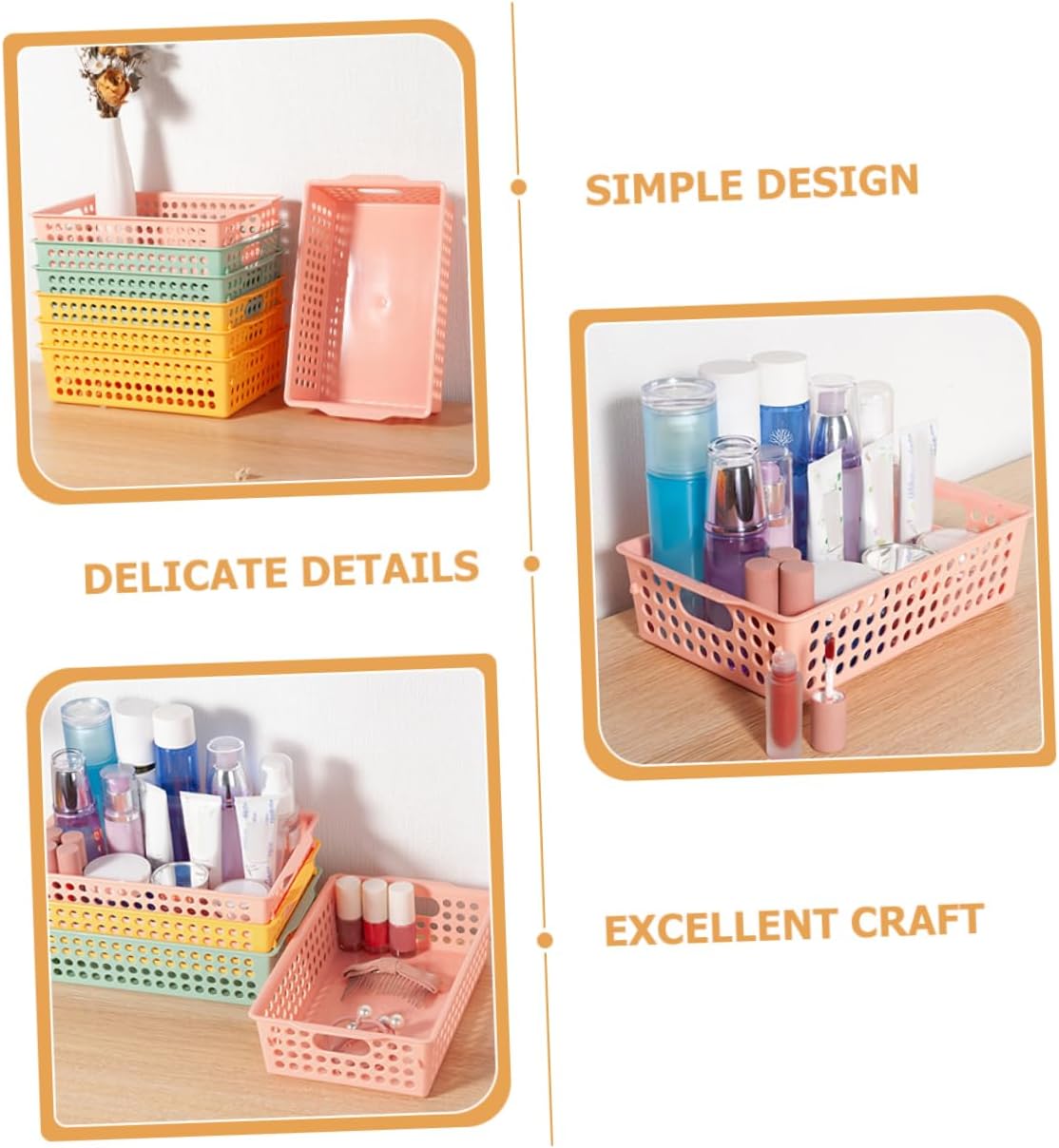 Luxshiny 6pcs Plastic Storage Bins Lid Stackable Storage Baskets for Shelves Organizer Bins for Kitchens