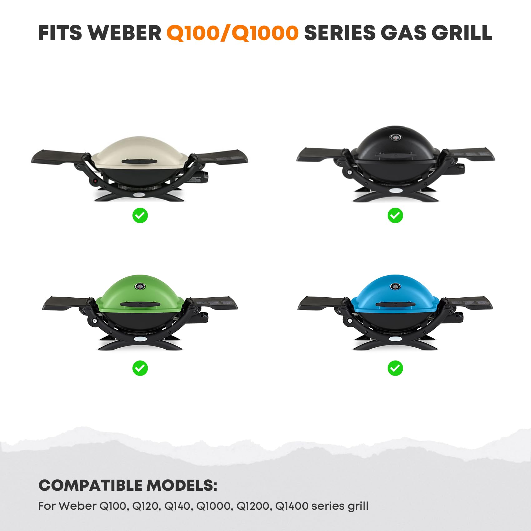 onlyfire Gusseisen Grillroste und Grillplate für Weber Q100 Q1000 Q120 Q1200 Q140 Q1400 Gasgrill, Ersatzteile für Weber 7644/6558, 32 x 21,3CM Grillpfanne, 2er-Pack