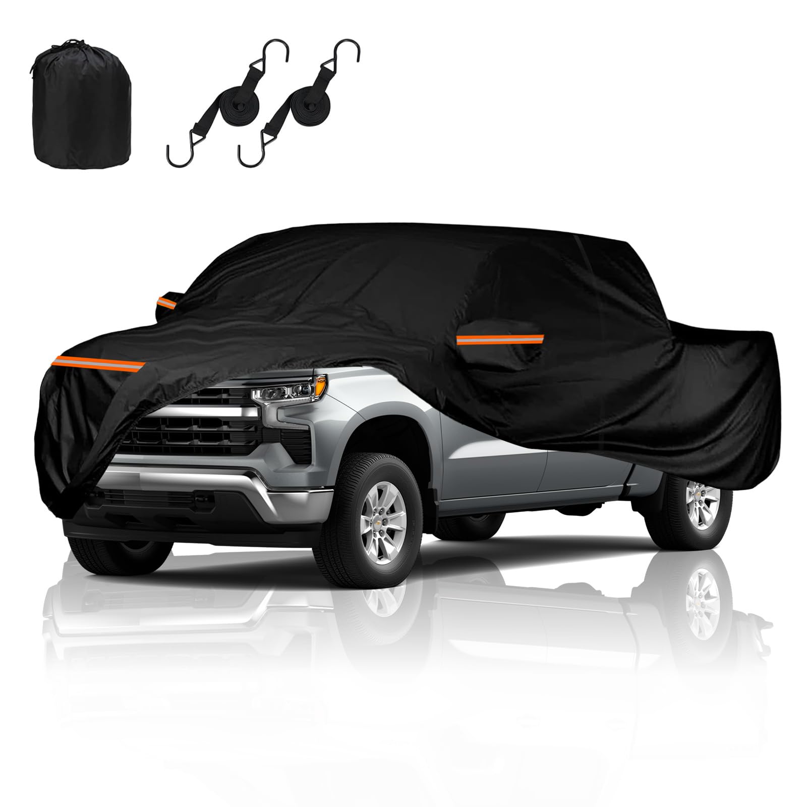 Photo 1 of [See Notes] Truck Cover Fit Chevy Silverado 1500(1998-2025) Crew Cab Short Bed with Door Zipper All Weather Waterproof Rain Snow UV Sun Protector