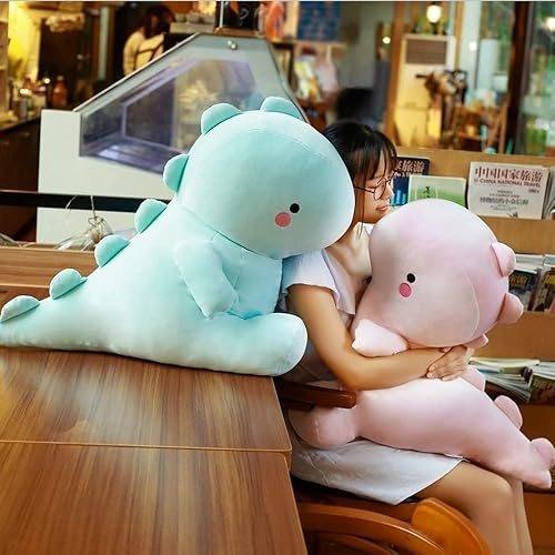 Miniatura 9 de Juguetes de peluche de dinosaurio suave para niños y bebés para cumpleaños de niños y bebés (rosa, 15 pulgadas)