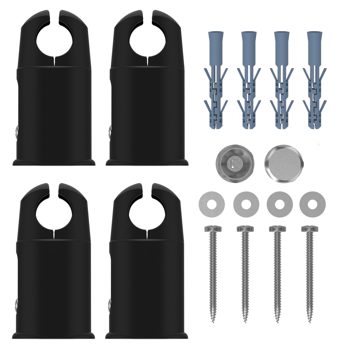 Myhomeware Clamp Brackets for Heated Towel Rail Radiators Flat & Curved (Black, 19mm Tube Width)