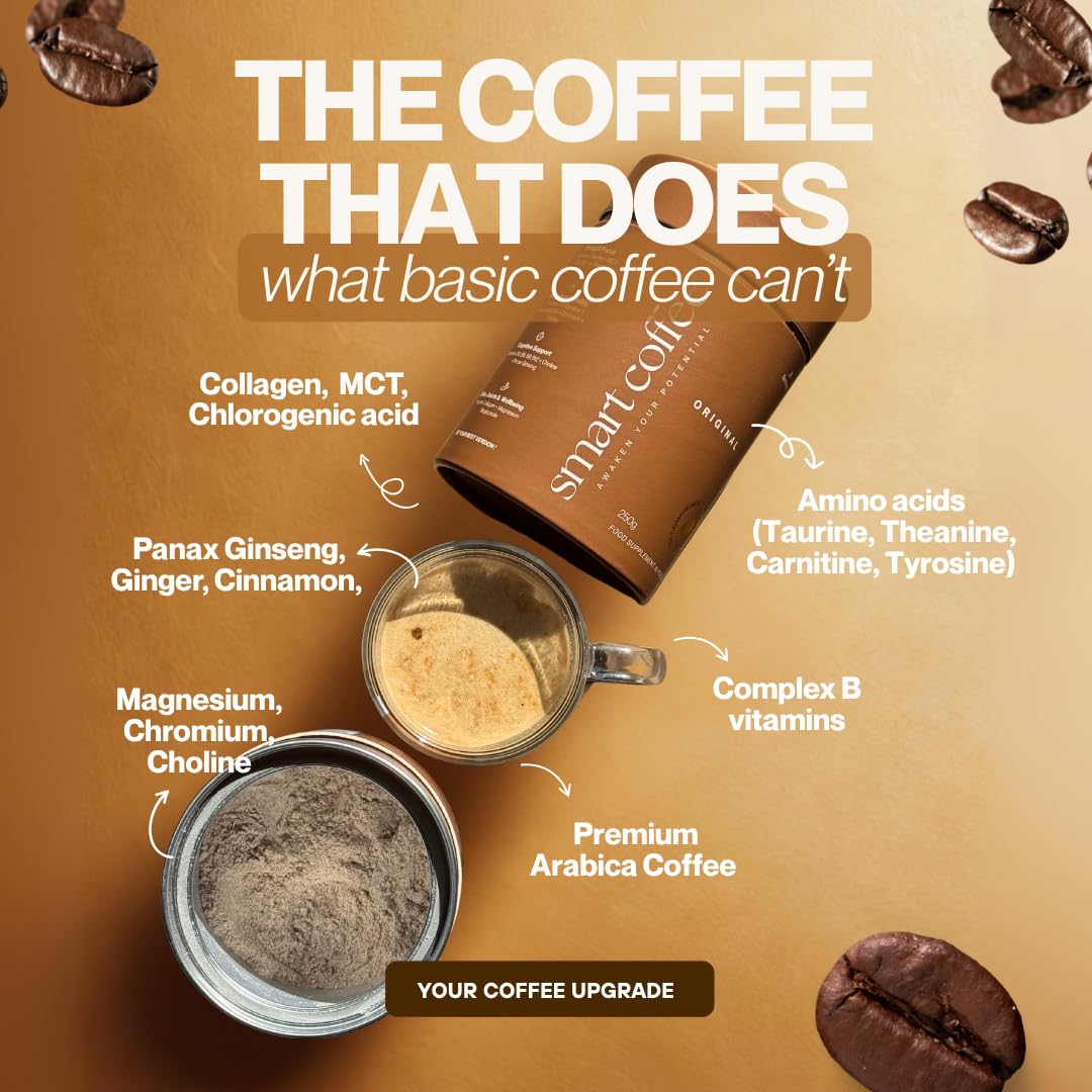 Smart Coffee - Funkcjonalna, Bez Cukru, 17+ Składników Odżywczych Kawa. Wyprodukowano w UE