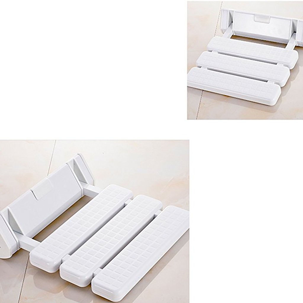 Taboret pod prysznic / taboret łazienkowy przymocowany do ściany składany ze stopu aluminium dla kobiet i osób starszych/niepełnosprawnych mata zabezpieczająca fotel prysznicowy biały 32 * 32,8 cm