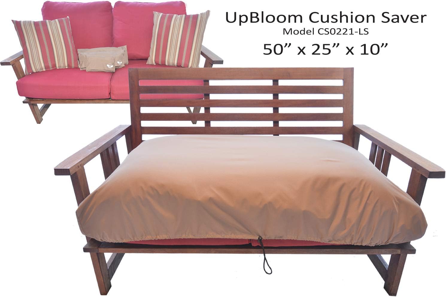 UpBloom - Waterproof Seat Cushion Covers - Quick On/Off for Easy Storage, Lightweight for Outdoor andWashable for Patio Furniture