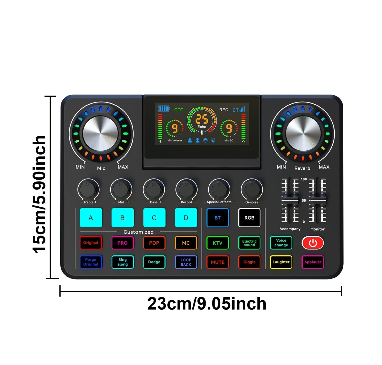 Mixer, scheda live con effetti mixer DJ e cambia voce, scheda con RGB, apparecchiatura for la registrazione musicale