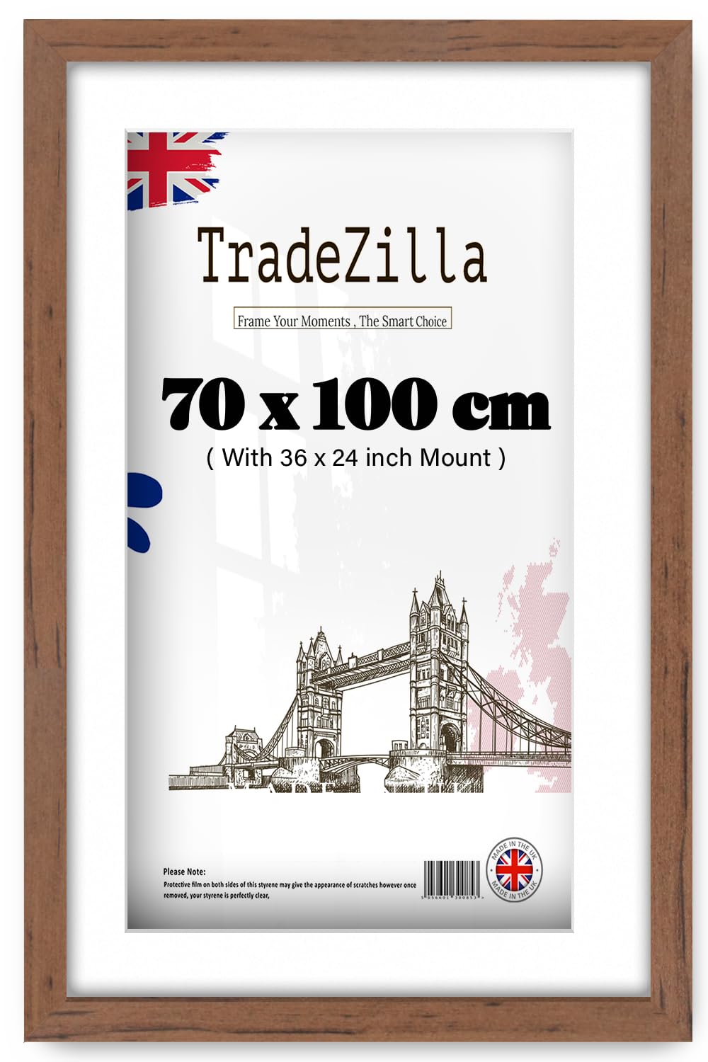TradeZilla | Walnut 700 x 1000 mm With 914.4 x 609.6 mm White Mount Poster Frame 40 x 28 Photos Holiday Gifts& Home Décor 100 x 70 cm [ Walnut ] — image 1