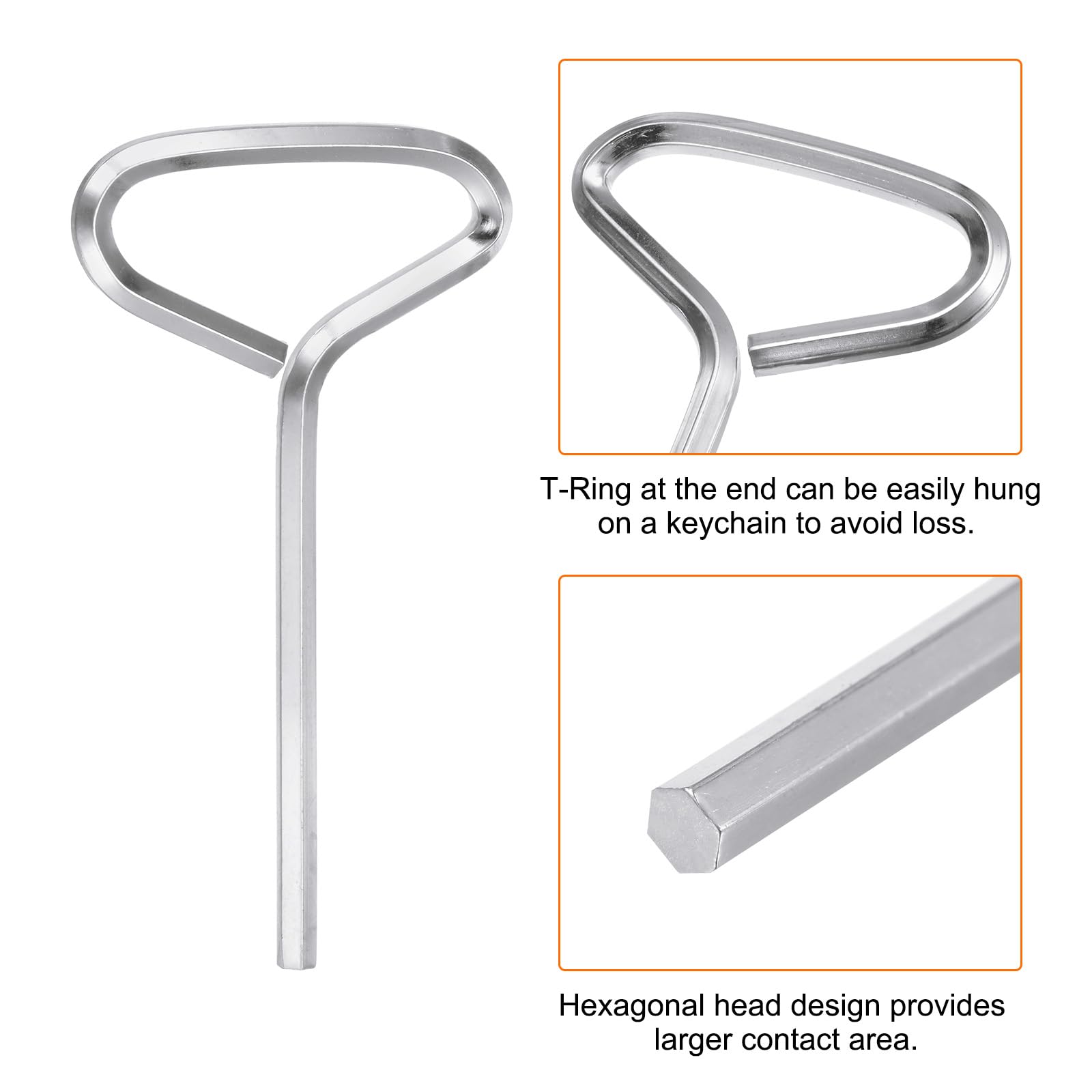 INCREWAY Chiave esagonale standard da 1/8 con anello completo, set di chiavi per dogging stile portachiavi, chiave a brugola per porte antipanico, porta di sicurezza, metallo solido, 10 confezioni
