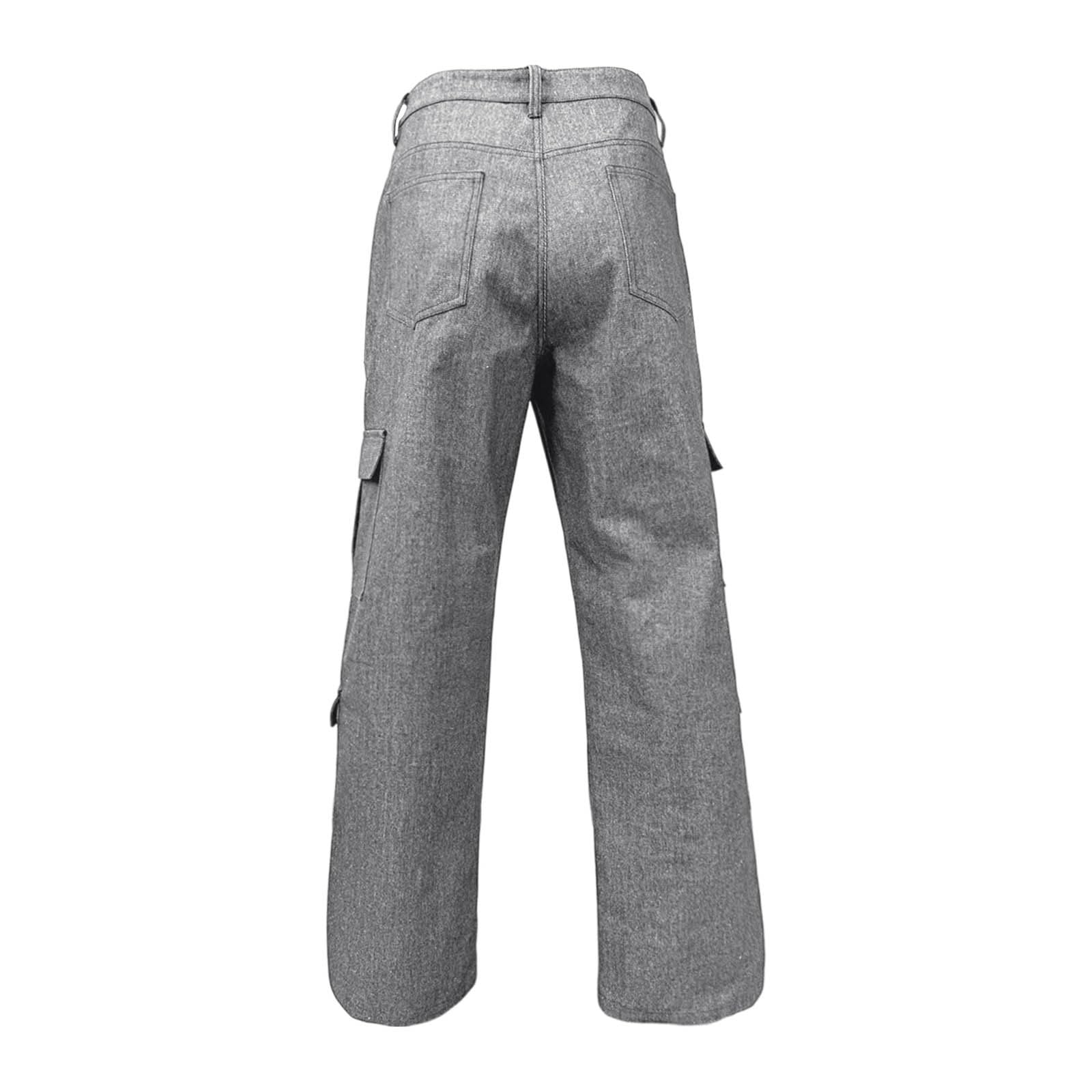 Jean baggy pour femme - Pantalon cargo en denim avec poches - Pantalon de travail - Coupe ajustée - Y2K - Pantalon de randonnée - Pantalon de loisirs - Pantalon d'extérieur - Pantalon de