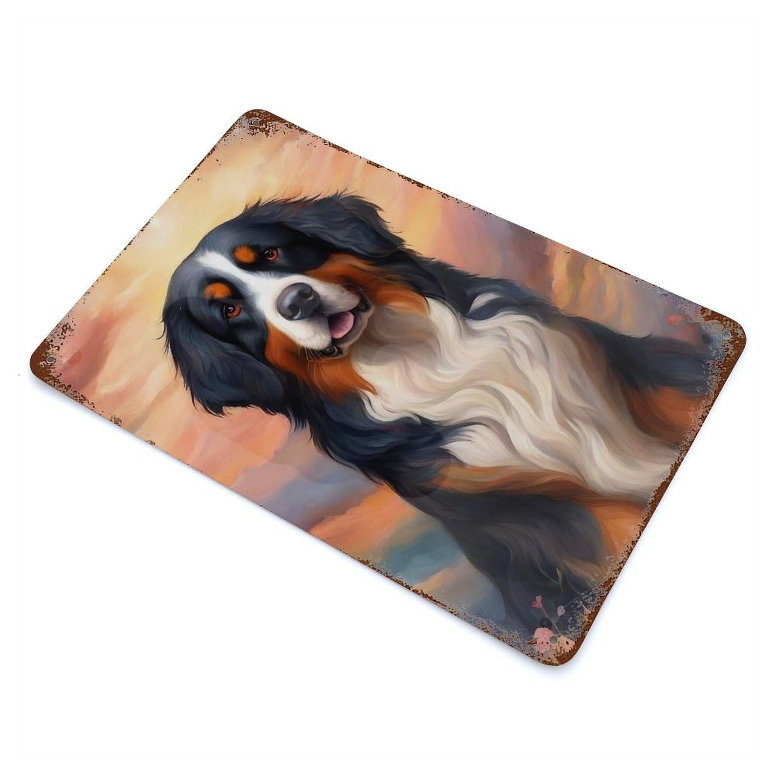 Rust Effect Dog000121 Weathered Tin Sign 11.8"x7.9", Shabby Chic Decor for Cafe, Home Bar And Lounge Decor