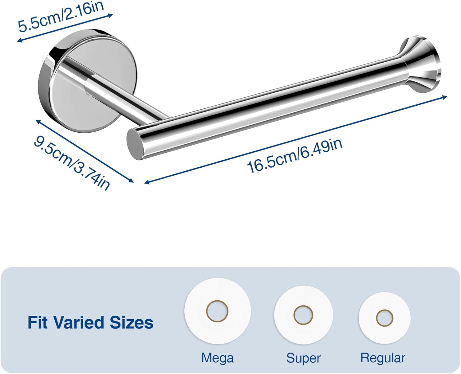 Toilet Paper Holder Wall Mount Bathroom Paper Roll Holder Tissue Handle Stainless Steel for Farmhouse Kitchen Silver Chrome