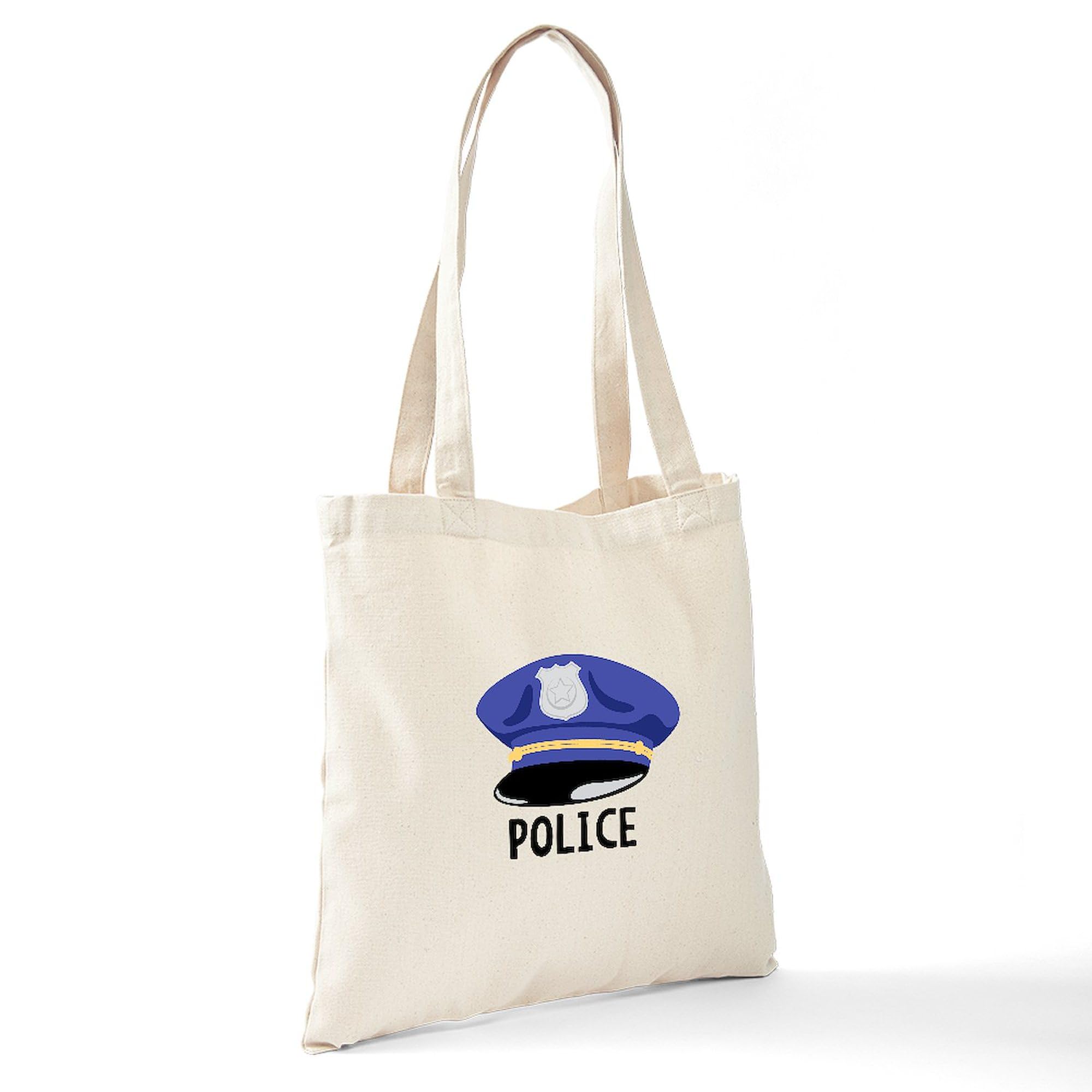Police Chief Tote Bag - Natural Canvas Reusable Shopping Bag With Fun Graphic (Small Or Medium Size)