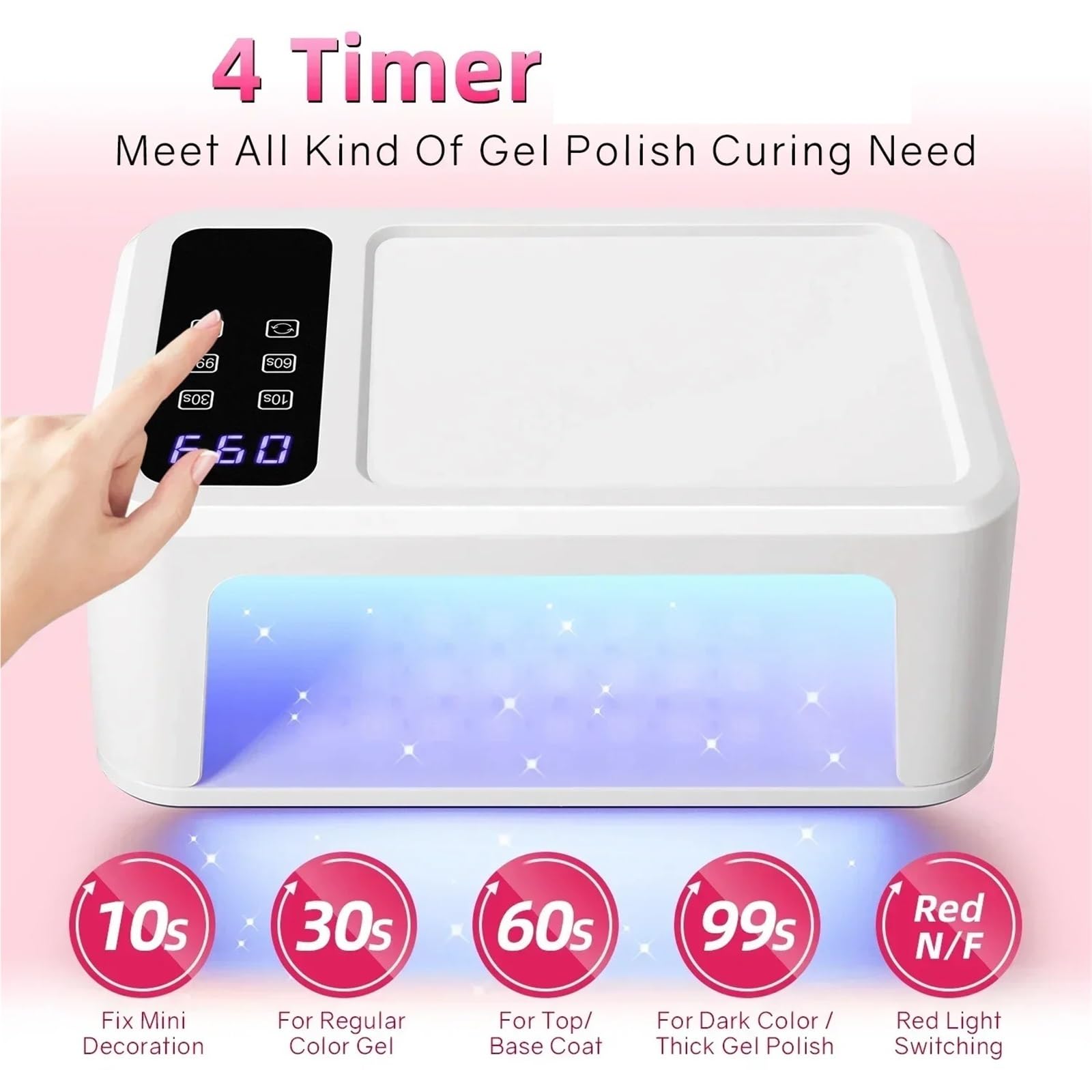 Suszarka do paznokci 140LEDS 480W Lampa UV LED utwardzania wszystkich żeli i lakierów manicure Sensing Praktyczny
