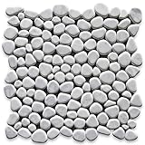Carrara White Italian Carrera Marble River Rocks Pebble Mosaic Tile Tumbled
