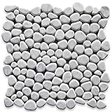 Stone Center Online Carrara White Marble Pebble Stone River Rocks Mosaic Tile Tumbled Kitchen Bath...