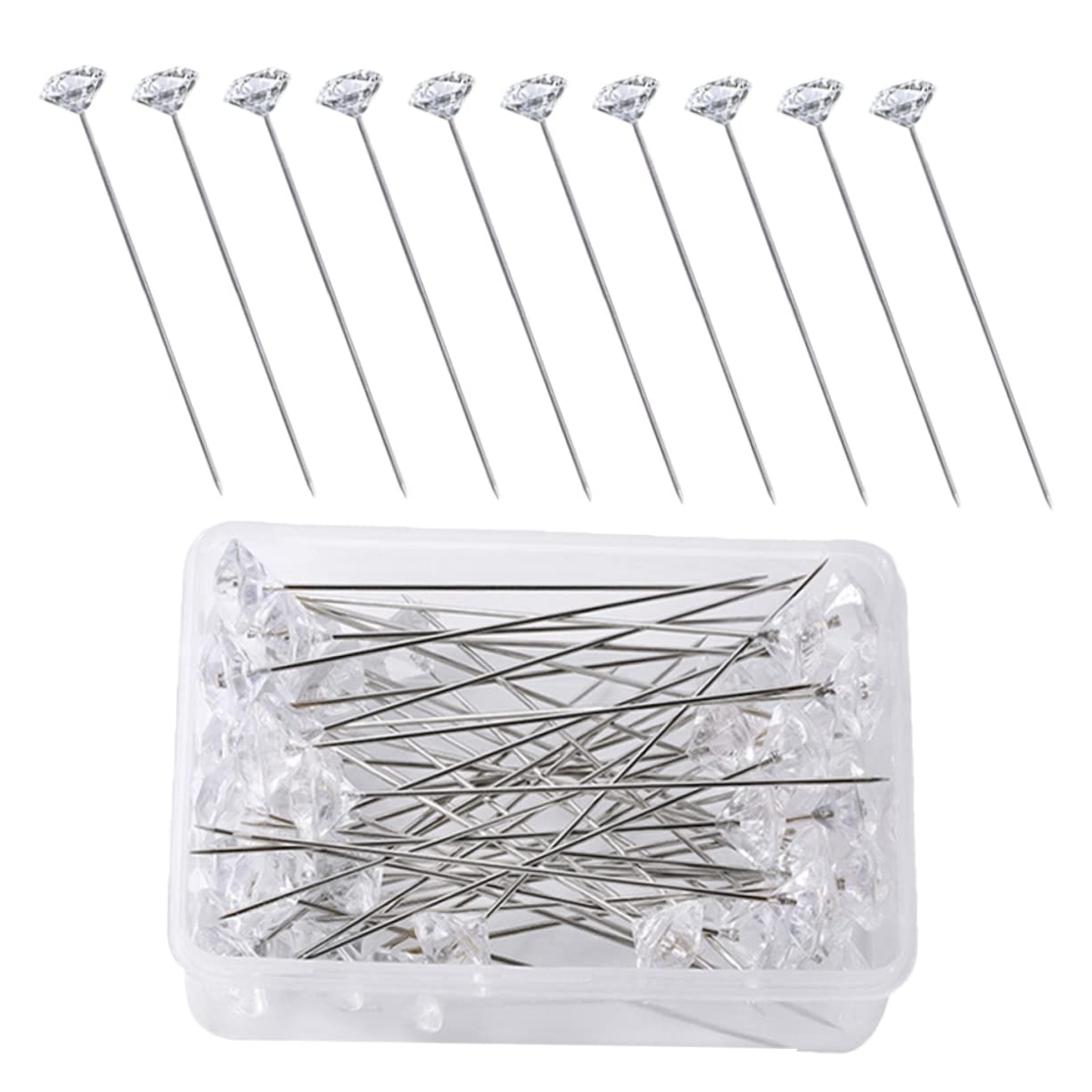 ERINGOGO 10 Pack Diamond Positioning Pin Jewelry Making Head Pins Craft Embellishments for Wedding Flower Bouquet Cross-Stitch Fabric Sewing