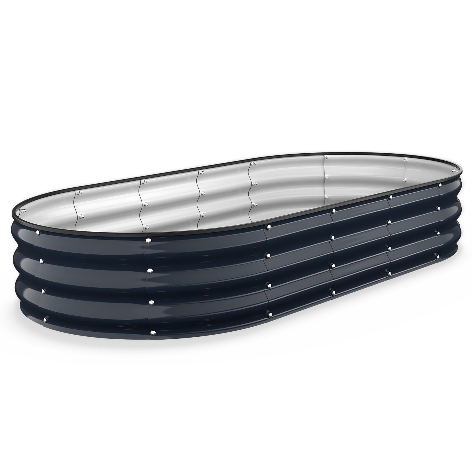 Kesfitt Raised Garden Bed, 6x3x1 FT Galvanized Steel Metal Raised Garden Bed, Oval Open-Bottom Design, 12-Inch Deep for Outdoor Vegetable & Herb Gardening, Midnight Blue