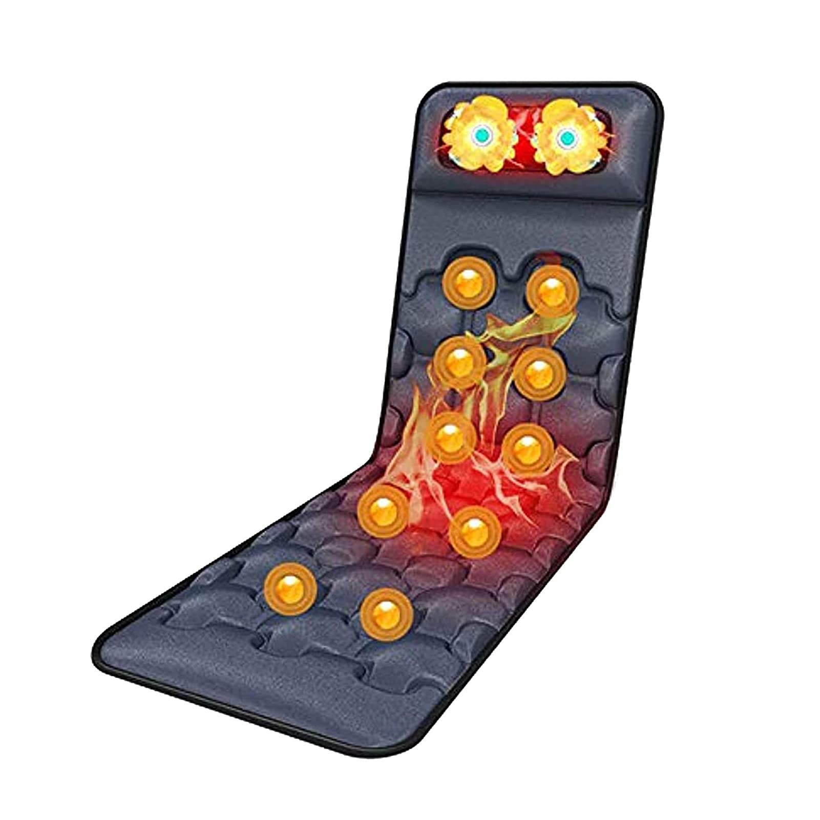 Tappetino massaggiante con calore, massaggiatore shiatsu per tutto il corpo, 10 motori vibranti, 9 modalità, per alleviare il dolore al collo, alla schiena, alla vita, alle gambe, alla schiena, al co